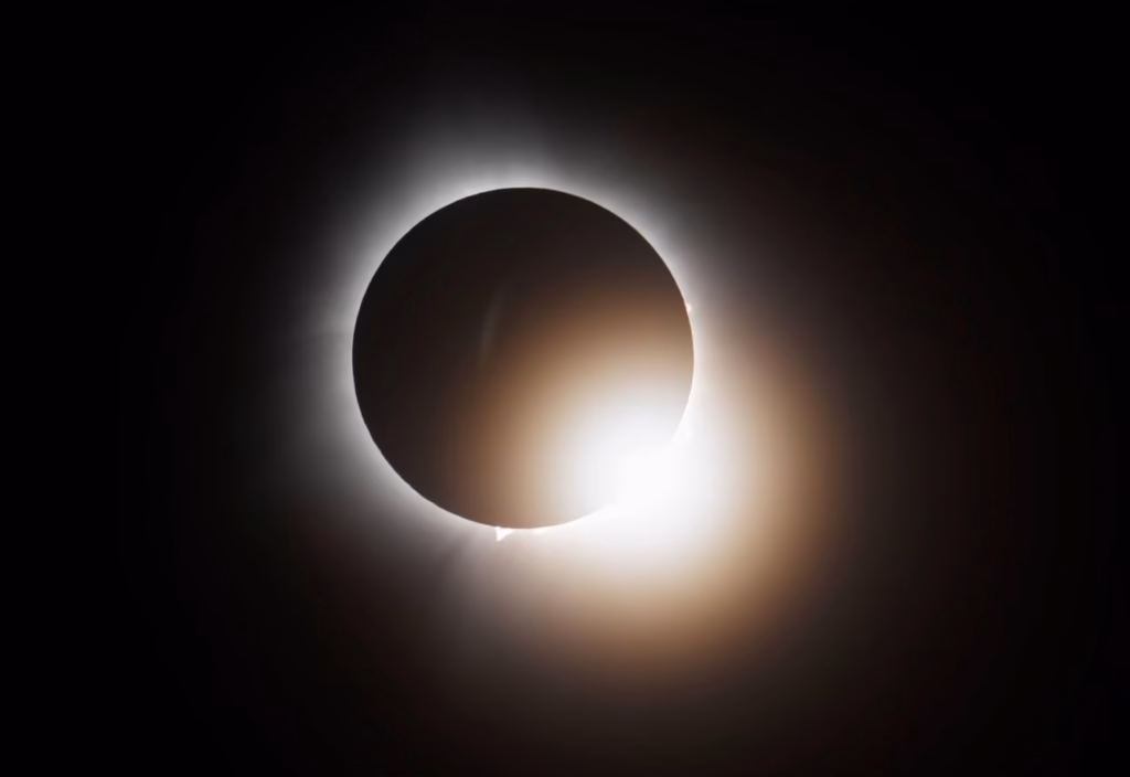 The moment of totality during a total solar eclipse, as seen from the Tangier region of Morocco